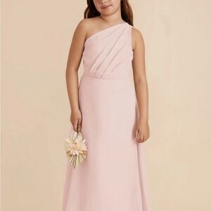 Birdy Grey Jr Bridesmaid One-Shoulder Blush Pink Girls' Dress